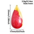 Colgante de gota en esmalte jaspeado rojo y acabado dorado, medida 35mm x 17mm DIY - Gota de Agua Roja Mármol (S2948)