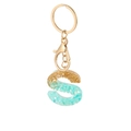 Letter S keychain with gold foil and turquoise resin stones on golden metal hardware - Letter S Style