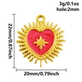 Colgante de corazón en esmalte rojo con estrella dorada y medidas de dimensión - Corazón Rojo con Rayo de Estrella (S2950)