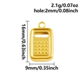 Detailansicht eines 16x9mm Goldrechner-Anhängers mit technischen Maßen und Gewicht - Gold Stil (S2988-G)