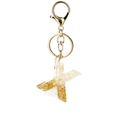 Letter X resin keychain with gold leaf, white stones and stylish white tassel - White Tassel X