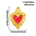 Colgante de corazón en acero dorado y esmalte rojo, 20mm x 14mm para crear bisutería - Forma de Corazón Rojo (S2952)