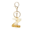 Letter Z resin keychain with white stone, gold flakes and matching white tassel - White Tassel Z
