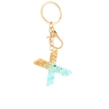 Custom gold foil and blue stone resin letter X keychain with gold lobster clasp - Letter X Style