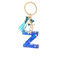 Blue resin letter Z keychain with heart sequins, blue tassel and butterfly charm - Blue Heart Butterfly Letter Z