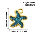 Starfish charm pendant in 18k gold plated stainless steel with blue enamel finish - Starfish Shape (S2935)