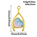DIY gold stainless steel heart charm with pink and blue gradient marble enamel finish - Heart Style (S2942)