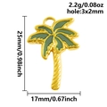 Coconut tree pendant in 18k gold plated steel with green enamel and size markings - Palm Tree Shape (S2943)