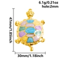 18k vergoldeter Schildkrötenanhänger aus Edelstahl mit bunter Emaille und 47mm Länge - Bunte Schildkröte (S2949)