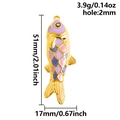 Goldener Fisch-Anhänger mit lila und blauem Emaille für DIY-Schmuckherstellung - Bunter Fisch (S2953)