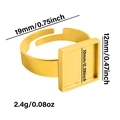 Macro detail of adjustable square ring base for DIY crafts with precise measurements - Gold