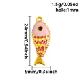 Fisch-Anhänger aus Edelstahl mit Emaille in Pink und Gelb für DIY-Schmuckherstellung - Kleiner Fischanhänger (S2958)