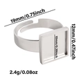 Detailed size specifications for square stainless steel ring base with dimensions and weight - Silver
