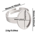 Detail view of adjustable stainless steel ring base with 14x10mm oval tray for jewelry DIY - Silver