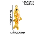 18k vergoldeter Edelstahl-Fischanhänger mit orangem Emaille und 36 mm Längenabmessungen - Koi-Fisch-Form (S2966)