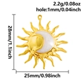 Goldener Sonnen- und Mondanhänger mit weißer Emaille und detaillierten Größenangaben - Sonne Und Mond (S2968)