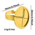 Detail view of 18k gold plated adjustable ring base with 18x13mm oval bezel tray - Oval Ring Base (J956-G) / Gold