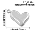 Makro-Detail von 304 Edelstahl Herzanhänger zeigt die Maße 15mm x 15mm deutlich - Silber (S2922-S)