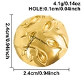 Detailed view of 18k gold plated leaf texture pendant with dimensions and hole size - Gold (S3014-G)