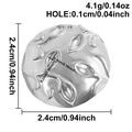 Detail view of silver embossed leaf pendant showing 2.4cm diameter and 0.1cm hole size - Silver (S3014-S)