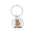 Portachiavi Capybara in acciaio inossidabile con ciondolo tondo in metallo stampato UV - Stile Capibara Seduto