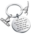 Schwimmer-Schlüsselanhänger aus Edelstahl mit inspirierenden Tags für Rucksäcke - Silber Runde Etiketten Kombination (swimming001)