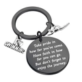 Black stainless steel swimming keychain with silver swimming charms and inspirational quote - Black Plated Inspirational Round Tag Combination (swimming005)
