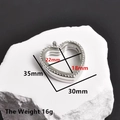 Detail showing heart-shaped silver stainless steel locket with 30mm glass frame and stones - 30mm White Diamond Heart Style(X71-S) / Silver