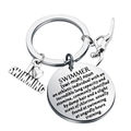 Schlüsselanhänger aus Edelstahl mit Schwimmer-Definition und Anhängern auf weißem Grund - Silber SWIMMER Definition Etiketten Kombination (swimming002)