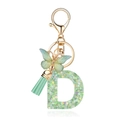Portachiavi lettera D in resina con glitter verdi e ciondolo a farfalla dorata - Farfalla Verde D