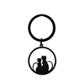 Halloween gift black stainless steel keychain featuring a sweet cutout cat silhouette design - Sweet Couple Cats