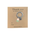 Pink enamel flower and heart pendant keychain set on gift card for teacher appreciation - Pink (Yellow Center)