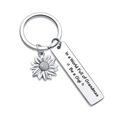 Roestvrijstalen sleutelhanger met zonnebloem en gravure cadeau voor oma - Zonnebloem Gegraveerd (Grandma)