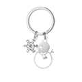 Schlüsselanhänger aus Edelstahl mit Schneemann und Schneeflocke in poliertem Silber - Mit Schneeflocken-Anhänger / Süßer Schneemann Stil B