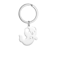 Cute silver stainless steel cartoon ghost dog keychain charm for Halloween gifts - Ghost Puppy