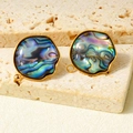 Colgantes de concha de abulón dorados en forma de gota para crear pendientes DIY - Redondo Irregular Dorado (D565-G-B)