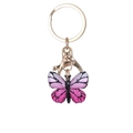 Detailed close-up of a pink gradient butterfly keychain with golden metal hardware - Gradient Magic Butterfly D