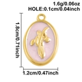 Pink enamel December flower pendant in oval gold-plated stainless steel for DIY jewelry - January (S3057)