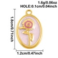 Pink enamel oval flower pendant in stainless steel with dimension measurements - September (S3060)