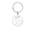 Detail shot of silver hollow volleyball keychain with LOPES engraving in stainless steel - Hollow Minimalist Volleyball