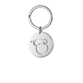 Detail of laser engraved cartoon cat pattern on silver stainless steel keychain pendant - Cat on Ball Style (B)