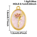 Pink December birth flower oval pendant in gold-plated steel with size details - August (S3056)
