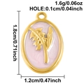 Pink enamel December flower pendant in oval gold steel frame with 1.8x1.2cm dimensions - May (S3063)