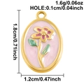 Pink enamel flower pendant in gold stainless steel with detailed size dimensions - March (S3054)