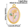 Pink enamel flower pendant in stainless steel for DIY necklaces, 1.2x1.8cm size - April (S3053)