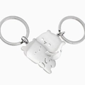 Poliertes Paar-Schlüsselanhänger-Set aus Edelstahl mit Teddybär-Puzzle-Design - Umarmende Bären Paar (Schlüsselanhänger-Stil)