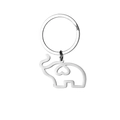 Detailed view of elephant keychain with hollow heart ear design in polished stainless steel - Steel Elephant