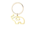 Detailed view of hollow elephant keychain in gold metal with heart-shaped ear detail - Golden Elephant