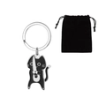 Portachiavi gatto samurai bianco e nero in smalto con sacchetto regalo in velluto nero - Gattino Samurai Nero (Con Sacchetto di Velluto)