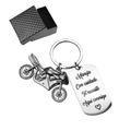 Motorrad-Schlüsselanhänger Set mit graviertem Anhänger in schwarzer Geschenkbox - Motorrad Inspirierender Stil (Boxed)